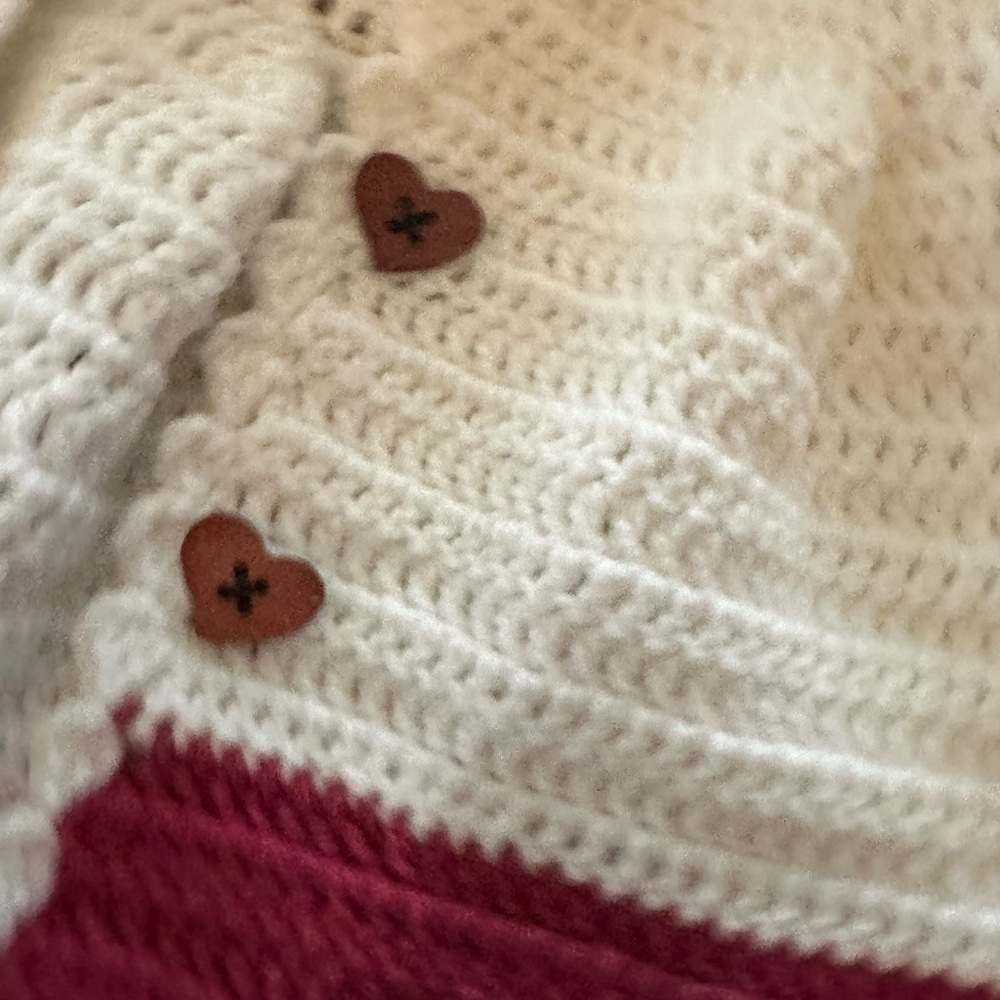 SOLD ON X-POST Adorable White and Purple Crochet Baby Cardigan - Picture 4 of 8